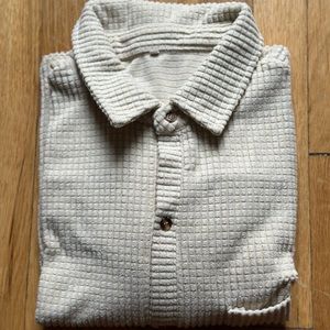 Cream Textured Short Sleeve Polo